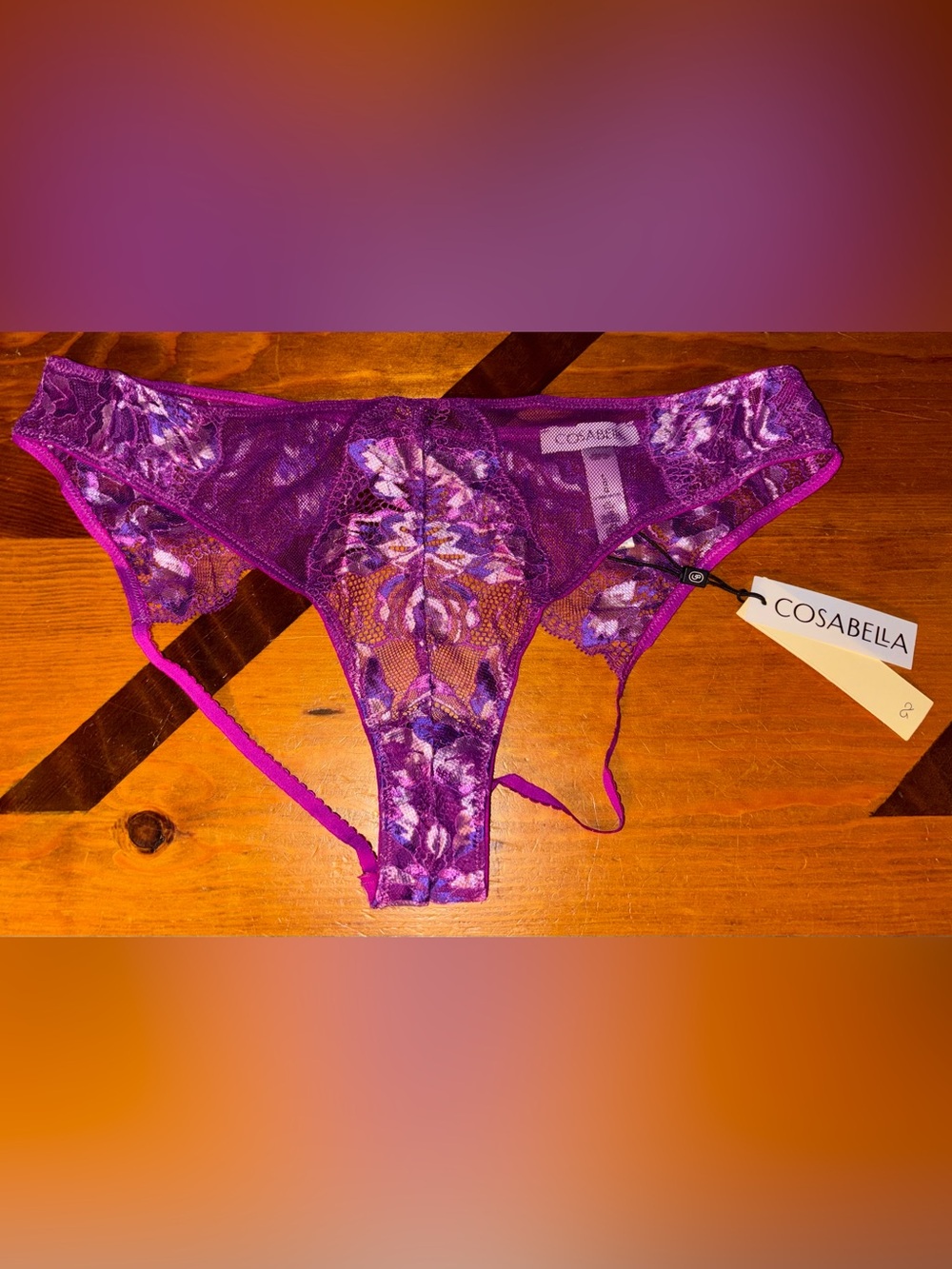 Cosabella Paradiso Ouvert Bikini in Swiss Beet Size L NWT